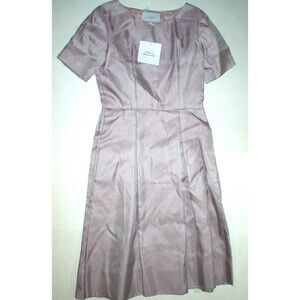 New NWT 8 Womens 44 Luisa Beccaria Silk Dress Designer Italy Pockets Purple Ligh